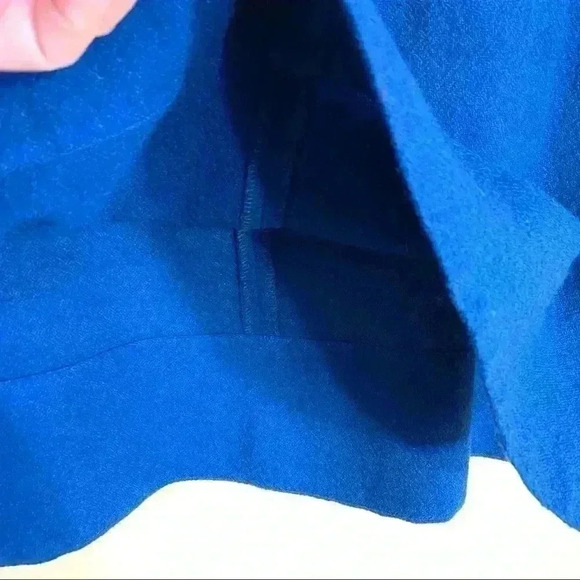 Tibi Royal Blue Cold Shoulder Cut Out Wool Blouse - Picture 14 of 15